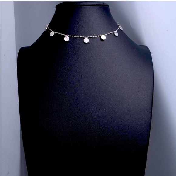Choker Necklace Pendant Disc Chain Necklace For Women Girls - Picture 1 of 3